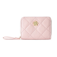 Dompet Wanita Klasik Bermotif Camellia, Dompet PU Chic, Dompet Portabel untuk Uang Tunai, Koin, dan Kartu, Billetera De Disenador