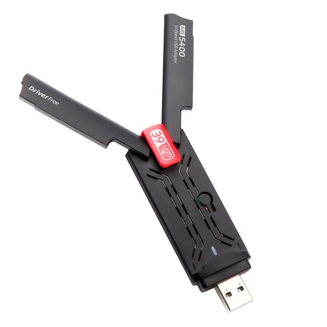 Wholesale Tri-band  AXE5400 USB Wireless Network Card AX5400 Wifi Adapter 802.11ax MU-MIMO 5400Mbps USB WiFi 6E  Adapter