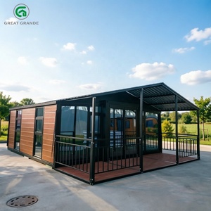 <span class=keywords><strong>Maison</strong></span> modulaire de luxe en conteneur de 20 pieds, préfabriquée, extensible, mobile, avec terrasse sur le toit, jardin et fenêtres pleine hauteur - Product Image 1