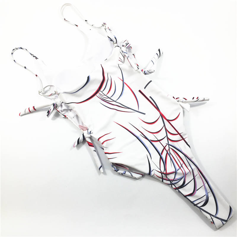 Madagascar palm Printing Fashion sexy multi-blinding belt one-piece swimsuit hot sale swimwear