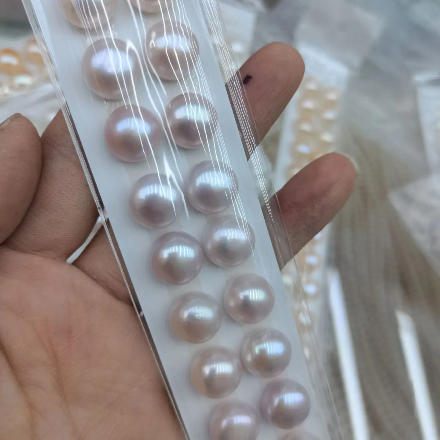 Natural freshwater pearl 13-14mm steamed bread bead large particle matching bread flat round loose Bead Earring naked bead