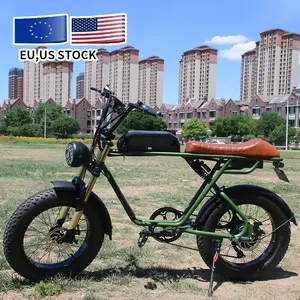 Eu Us Magazijn Fabriek 500/750/1000W 13/26ah Elektrische Fiets 20 Inch E Bike Retro Vintage Elektrische Vette Band Sneeuw Chopper Fiets