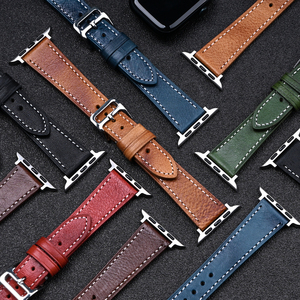 Верхний слой из воловьей кожи, масляный воск из натуральной кожи, ремешок для часов с разъемом из телячьей кожи, ремешок для часов для Apple - Product Image 1