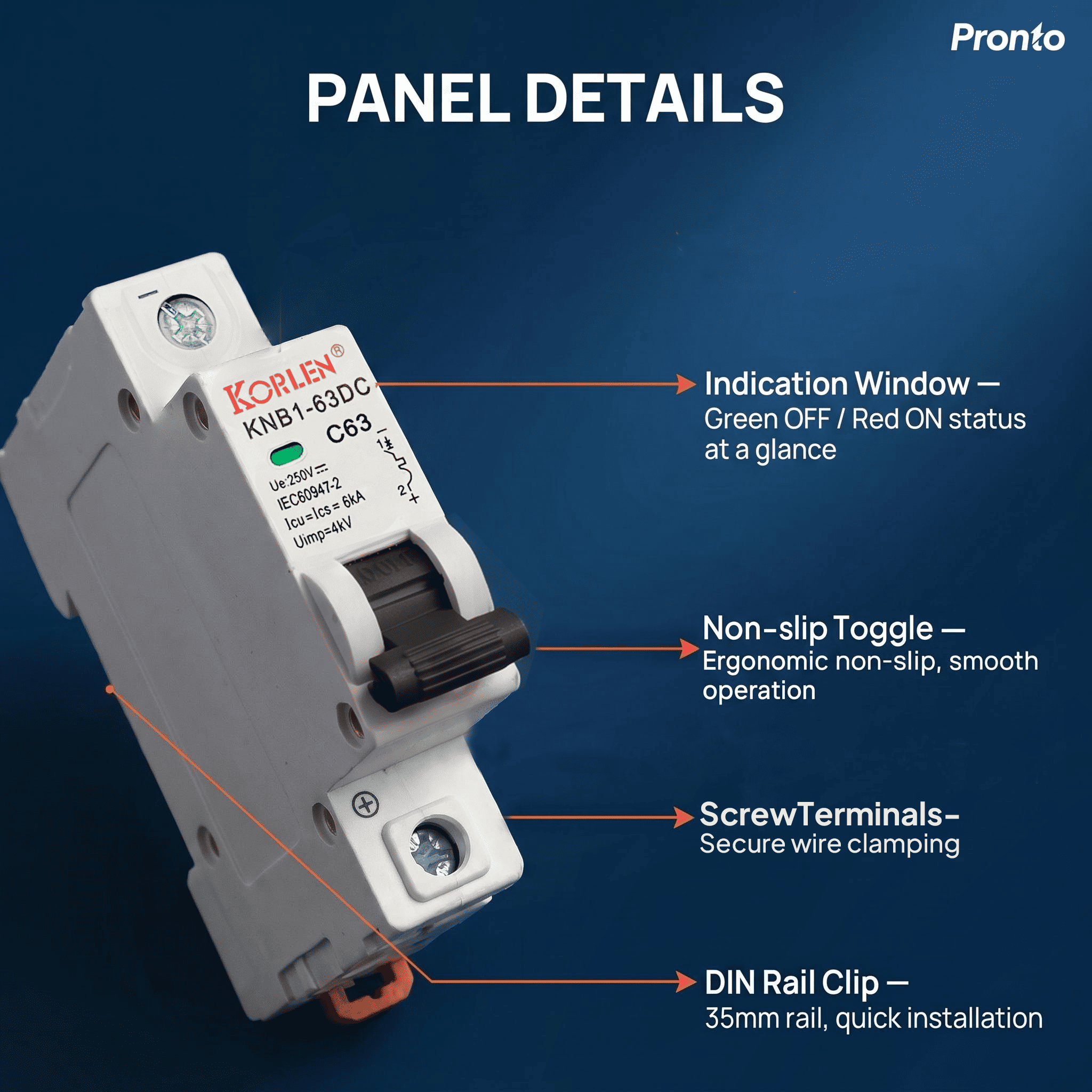 KNB1-63DC 1P 2P 4P 125V-1200V up to 15kA Solar PV ESS Miniature Circuit Breaker IEC EN60947-2 Copper Silver Contact Supplier · image 3