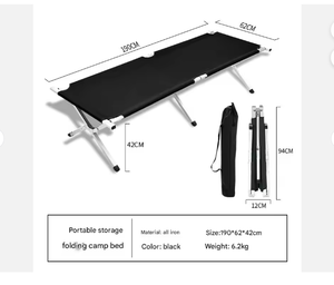 Lettino Singolo Portatile Extra Large, Design Moderno, Letto Pieghevole, Telaio in Acciaio, Dimensioni Personalizzabili, per Campeggio, Escursionismo e Viaggi - Product Image 1