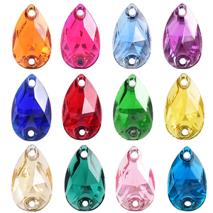 Oleeya Bulk Package Sewing Strass Gemstones 13*18mm Teardrop Crystal AB Resin Flat Silver Back Sew on Rhinestone for Clothing - Product Image 2