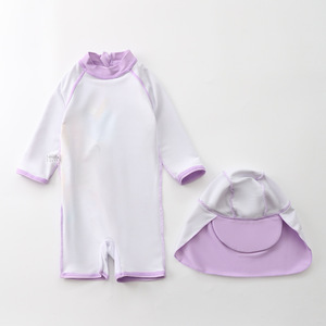 Maillot de bain une pièce à fermeture éclair pour bébé fille, maillot de bain à manches longues, Rash Guard, maillot de bain licorne pour bébé avec chapeau de soleil - Product Image 5