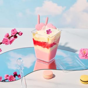Vaso de Plástico Transparente Cuadrado para Mousse, Vaso para Postre con Tapa, Venta al por Mayor - Product Image 2