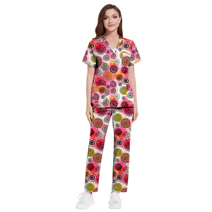 Conjunto de uniforme de enfermería con cuello en V de LICRA de poliéster de verano de alta calidad Unisex - Product Image 5