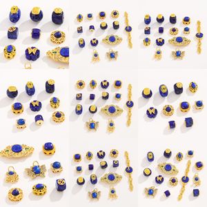 Perles d'espacement en Lapis Lazuli de Nantong plaquées or, formes variées, pour la fabrication de bracelets, accessoires de bijoux DIY - Product Image 4