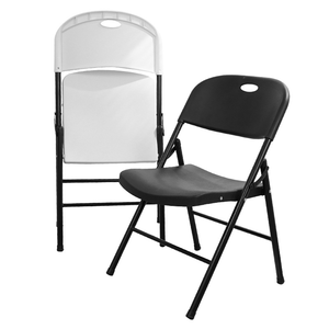Set di Sedie Pieghevoli da Esterno ZDY-77 di Grado Commerciale con Telaio in Metallo e Design Impermeabile in Nero/Bianco - Product Image 1