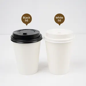 Logo personalizzato tazze Kraft usa e getta riciclabili per uso alimentare 6oz / 8oz / 12oz / 16oz / 20oz tazza di carta da caffè Hot Cafe con coperchio