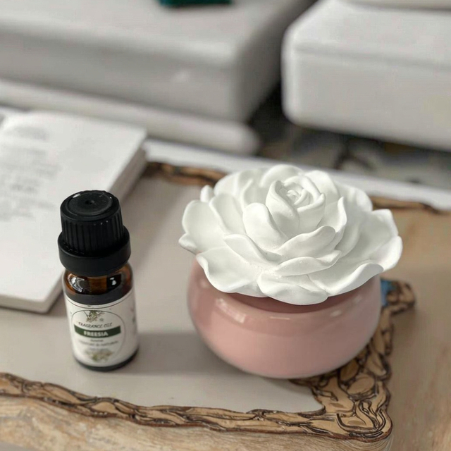 YUAN LI NC-008 Aroma Stone Ceramic Flower Diffuser Elegant Reed Air Freshener Set Eco-friendly Handmade 0% Alcohol