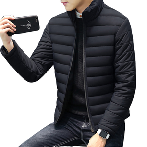 Black Basic Clothing Wholesale Single Breasted Casual Winter Outdoor Ultra <b>Light</b> Silk <b>Shell</b> Polyester Filled Jacket - Product Image 1
