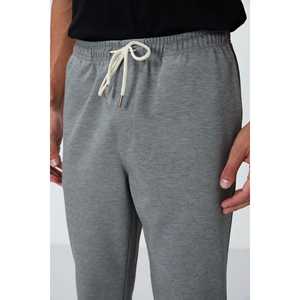 Pantalon de survêtement gris mélangé pour homme, taille élastique, coupe standard, tissu respirant décontracté - Product Image 3