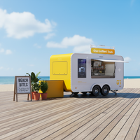 Camions de restauration mobiles entièrement équipés pour la vente de café et de nourriture, longueur 16 pieds, certifiés CE, pour snacks et hot-dogs