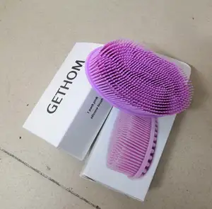 GETHOM Shower Loofah Sikat 2 In 1 Face & Body Scrub Lembut Tubuh Sikat Kulit 100% Lebih Baik Scrubber Silikon Tubuh sikat untuk Mandi