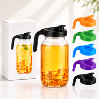 Pichets et bocaux en verre borosilicate transparent à large ouverture, hermétiques, avec couvercle et poignée en plastique, pour thé glacé, café, lait