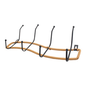 Crochet de porte en métal noir et rotin - Product Image 3