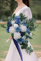 Bouquet de mariée artificiel en tissu de qualité romantique, marque HUAMU, fleurs mélangées modernes faites à la main, design élégant