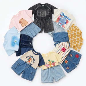 Conjunto de Verano de Fábrica Directa: Top y Jeans para Niños y Niñas, Atuendo de Dos Piezas de Mezclilla, Estilos Variados, Ropa al por Mayor - Product Image 1