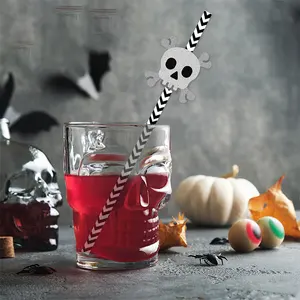 Newell Skeleton Pumpkin Celebration Biodegradable Logo Custom Halloween Series Party Straws Celebration Theme