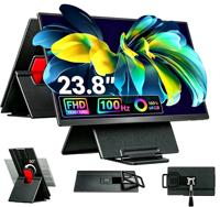 Monitor Portabel untuk Laptop 23.8 "IPS USB-C Monitor Kedua Perjalanan Kompatibel dengan HDMI untuk MacBook Pro Air PC Xbox Layar Kedua VESA