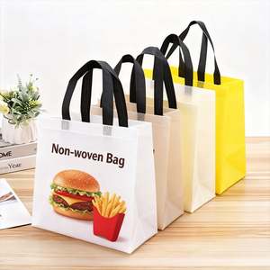 Bolsa de tela no tejida con estampado de hamburguesas y papas fritas, multicolor, para entrega de comida rápida, restaurantes, uso personal, diseño encantador. - Product Image 1