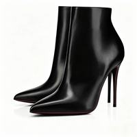 Bottines à talon aiguille mi-mollet pour femme 2026, bout pointu, fermeture éclair latérale, couleur unie, résistantes à l'usure, chaussures automne-hiver