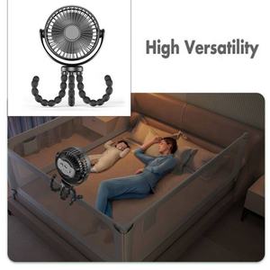 Ventilateur de poussette <span class=keywords><strong>pour</strong></span> bébé à pince rotatif à 360 degrés à 3 vitesses avec trépied flexible, ventilateur portable USB <span class=keywords><strong>pour</strong></span> lit de bébé, tapis de course, vélo, tente, <span class=keywords><strong>camping</strong></span> - Product Image 5