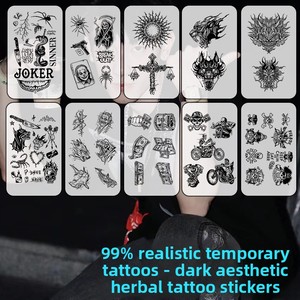 Autocollants de tatouage temporaires style sombre, motif fruits et fleurs, imperméables, longue durée, abordables, de luxe, personnalisés pour hommes, pour doigts, bras et dos - Product Image 2