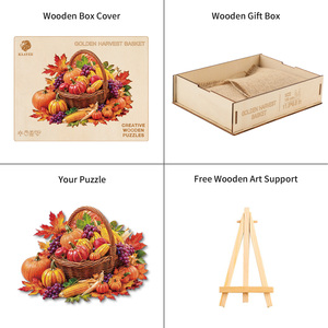 Puzzle en bois irrégulier personnalisé en forme de panier de récolte doré, taille L, pour adultes, forme unique, jeu DIY, prend en charge l'impression d'image et de logo personnalisés - Product Image 6