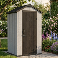 Abri de jardin en plastique PP robuste avec texture bois, facile à assembler, abri de rangement pour jardin et abri à outils résistant aux intempéries