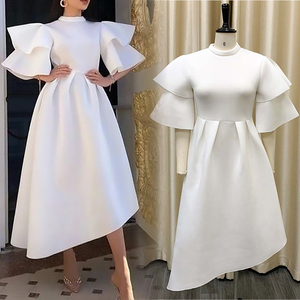 ชุดเดรสสำหรับงานปาร์ตี้ S-5XL สง่างามสำหรับผู้หญิงชุดเดรสแขนยาวทรงใบ<span class=keywords><strong>บัว</strong></span>คู่สีทึบเดรสไซส์ใหญ่พิเศษ - Product Image 2