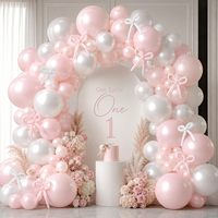 Kit d'arche de guirlande de ballons en latex blanc nacré et ballons en aluminium en forme de nœud pour la décoration de mariages, de douches nuptiales et de fiançailles