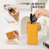 Sac de rangement pour lunettes rectangulaires, résistant à la pression, portable, lunettes de soleil, fermeture automatique, clip élastique, boîte de rangement, sac de rangement pour lunettes