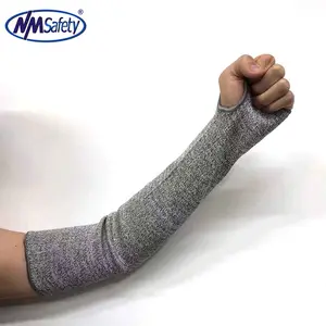 NMSAFETY Cut Resistant Level A4 HPPE Knit Thick Protection Arm Sleeves With Thumb Holes