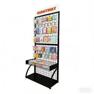 Vrijstaand Zwart Nestdraad Muurrooster Displayrek Met Mandplank - Product Image 4