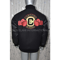 Jaket Varsity Pria Berkualitas Profesional Ukuran Besar untuk Musim Dingin, Lengan Panjang, Bahan Wol Hitam dengan Kulit Sapi dan Kancing