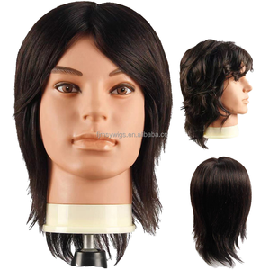 Têtes d'entraînement en cheveux humains indiens Remy 100% naturels, mannequin masculin pour la pratique <span class=keywords><strong>de</strong></span> la <span class=keywords><strong>coiffure</strong></span> et du tressage, blanc, brun, noir - Product Image 3