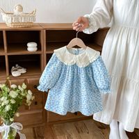 Nouvelles robes pour filles printemps-automne, tissu jacquard, col à revers, jupes pour enfants, mode princesse, tenues en coton pour filles