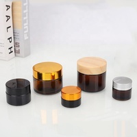 Pot cosmétique en verre ambré vide pour crème visage, 1oz, 2oz, 4oz, 5oz, 8oz, avec couvercle noir, blanc, or, argent