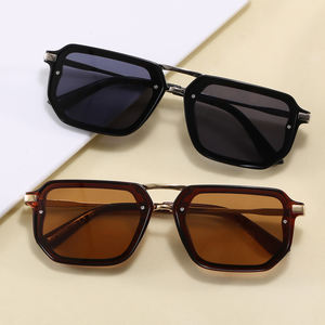 Lunettes de soleil Superhot Eyewear 49061 Fashion 2026, style rétro rectangulaire, double pont, pilote, dessus plat - Product Image 3