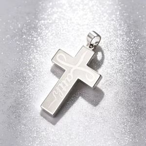 Pendentif Croix de Foi en Acier Inoxydable Plaqué Or 18K, Bijou Religieux, Cadeau de Baptême et d'Anniversaire pour Femmes et Hommes - Product Image 3
