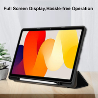 Penutup Tablet hibrida PU lembut terlaris dengan Slot pensil untuk Xiaomi Redmi Pad SE 11 "lipat tiga casing lipat TPU anti guncangan