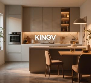 KINGV <span class=keywords><strong>l</strong></span>-şekilli, kremsi beyaz, büyük mutfak ada tezgah - Product Image 5