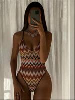 Maillot de bain une pièce rayé EU US pour femme, sexy et élégant, idéal pour l'été et la plage