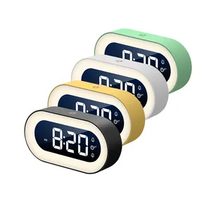 Runder Wecker mit Schlummer kalender 12/24H Woche Digitale LED-Tische Uhr für Schlafzimmer Nachttisch regal