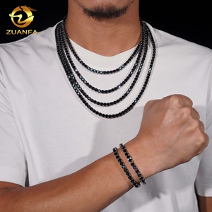 Ingrosso spedizione veloce 316L in acciaio inox <span class=keywords><strong>catena</strong></span> da Tennis ghiacciata gioielli Hip Hop nero Moissanite collana Tennis di diamanti - Product Image 4