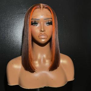 Evidenziazione arancione 13*6 HD 13*4 capelli umani frontali in pizzo pieno senza colla 9*6 <span class=keywords><strong>parrucca</strong></span> a Bob corta 99j osso dritto vietnamita Ombre marrone - Product Image 4